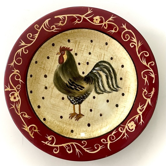 Sakura Farmhouse Rooster Earthenware Dinner Plates - Set of 2 - Picture 3 of 6